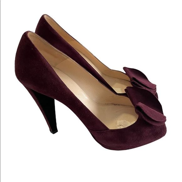 Authentic | Prada | Ruffle Suede Calzature Donna Camoscio Pumps | Sz 37.5 - Picture 2 of 8